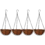Lot de 4 jardini�res suspendues en m�tal de 254 cm avec doublures en fibre de coco - pots de fleurs ext�rieurs ...