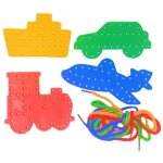 Lot de 4 lacets ducatifs pour enfants formes de laage filetage jouets ducatifs broderie bricolage ...