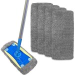 Lot de 4 lingettes de rechange en microfibre pour balai � franges sur sols stratifi�s - t�te de balai ...