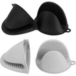 Lot de 4 mini maniques et maniques en silicone pais et rsistants  la chaleur noir / grisy