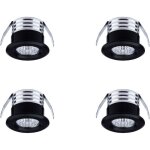 Mini spots led encastrables - yyv - lot de 4 - 3 w - lumi�re neutre - noir