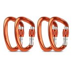 Lot de 4 mousquetons master lock en aluminium avec boucle de type d pour aviation outil descalade (orange) ...