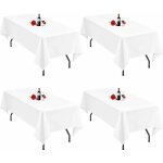 Lot de 4 nappes blanches 140x250 cm polyester lavables pour tables rectangulaires mariage f�te
