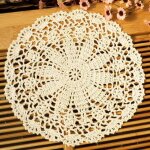 Lot de 4 napperons de table en dentelle de coton au crochet perse beige 7 pouces