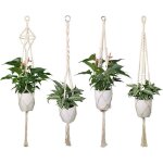 Lot de 4 paniers suspendus en macram� en corde de coton pour pot de fleurs support pour plantes - 41 ...