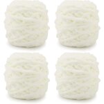 Lot de 4 pelotes de laine  tricoter multicolores de 100 g pour crochet fil doux et pais blanc