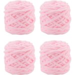 Lot de 4 pelotes de laine  tricoter multicolores de 100 g pour crochet fil doux et pais rose clair
