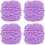 Lot de 4 pelotes de laine  tricoter multicolores de 100 g pour crochet fil doux et pais violet clair ...