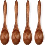 Lot de 4 petites cuill�res en bois 15 cm mini cuill�res de service en bois pour caf� th� condiments