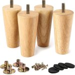 Lot de 4 pieds de meubles en bois massif conique de rechange pour meubles avec boulons m8 pr� - perc�s ...