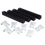 Lot de 4 pieds pour sommier en mtal sans roues couleur noir - hauteur 30 cm x 3 cm