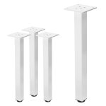Lot de 4 pieds de table ml - design h42 cm blanc brillant en acier profil carr� 4x4 cm i - design