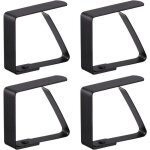 Lot de 4 pinces � nappe en acier inoxydable noires pour tables jusqu� 5 cm d�paisseur