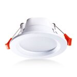 Lot de 4 plafonniers encastrs  led ip65 tanche 5 w blanc chaud rond spot encastrable plastique blanc ...