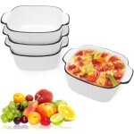 Lot de 4 plats  gratin carrs en cramique 400 ml (145 x 115 x 55 cm) pour four micro - ondes et airfryer ...