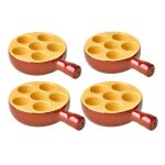 Lot de 4 po�lons � escargots 6 trous en porcelaine plat pour escargots avec poign�e passe au four et ...