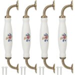 Poign�e de porte - pnuaticm - vintage - c�ramique - blanc - espacement 160mm