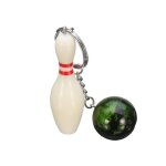 Lot de 4 porte - clés gadgets en forme de mini quille de bowling et de boule Lot de 4 porte - clés gadgets en forme de mini quille de bowling et de boule