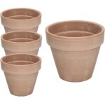 Lot de 4 pots de fleurs en terre cuite moka - 13 cm avec bord - pour lintrieur et le jardin - kotarbau ...