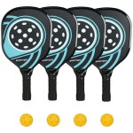 Lot de 4 raquettes de pickleball - sportnow - en bois de peuplier - avec 4 balles et un sac - bleu et ...