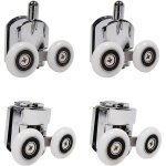 Lot de 4 roulettes doubles - pour porte de douche coulissante � 2 roues de 25 mm de diam�tre en alliage ...