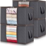 Lot de 4 sac de rangement vetement 90lcartons d�m�nagement pliable housse rangement couette pour couvertures ...