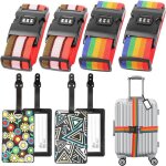 Lot de 4 sangle de valise voyage avec code - rglables sangles  bagage - avec etiquettes  bagage pour ...