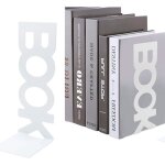 Lot de 4 serre - livres blancs en m�tal pour �tag�re porte - livres �tag�res serre - livres livres dvd ...
