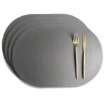 Sets de table - cuneary - ovale - similicuir gris fonc� - lot de 4 - 43 x 30 cm