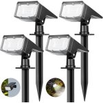 Lot de 4 spot solaire exterieur 50 led lampe solaire exterieur jardin tanche ip68 projecteur solaire ...