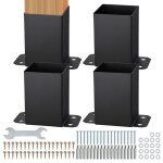 Lot de 4 support de poteau bois - vevor - 102x102 mm base de poteaux interne - pour support garde - corps ...