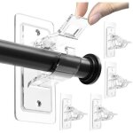 Lot de 4 supports de tringle  rideaux auto - adhsifs sans perage pour tringle  rideau sans clous ...