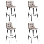 Lot de 4 tabourets de bar arceto velours beige fonc� pieds m�tal noirs ? hurt meblowy