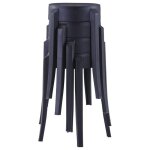 Lot de 4 tabourets de bar empilables - uu - noir plastique t52
