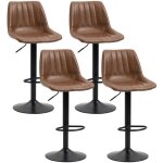 Lot de 4 tabourets de bar homcom style vintage rglable pivotant avec repose - pied revtement synthtique ...