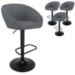 Lot de 4 tabouret bar - mipan - tabouret cuisine pivotante en velours - r�glable en hauteur - gris fonc� ...