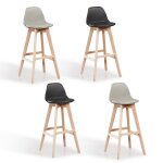 Lot de 4 tabourets de bar mix color noir x2 gris x2 - eski