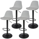 Lot de 4 tabourets de bar pivotant camlian - gris - rglable en hauteur - simili (pu)