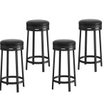 Lot de 4 tabourets de bar pivotants avec repose - pieds chaise bar cuisine haute en cuir synth�tique ...