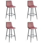 Madame meuble lot de 4 tabourets de bar pozza design ergonomique velours rose