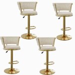 Lot de 4 tabourets de bar reglables en hauteur 59 - 80 cm - vivolilv - avec dossier tiss et repose - ...