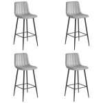 Madame meuble lot de 4 tabourets de bar pozza design ergonomique velours gris argenté Madame meuble lot de 4 tabourets de bar pozza design ergonomique velours gris argenté