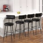 Lot de 4 tabourets de bar sans accoudoirs chaise en pu chaise de cuisine avec dossier avec repose - pieds ...