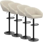 Lot de 4 tabourets de bar scandinave - vivolilv - beige - pieds en mtal design salle a manger salon ...