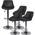 Lot de 4 tabourets de bar t�lescopique - simili noir - pieds m�tal - l 46 x p 35 x h 60 cm - trianon