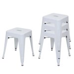Tabouret - design industriel - lot de 4 - m�tal blanc - empilable - 120 kg