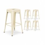 Lot de 4 tabourets design industriels ? m�tal beige brillant ? cuisine bar ilot central