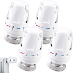 Lot de 4 ttes thermostatiques de radiateur : m30 x 15 - thermostat de radiateur - tte de rechange - ...