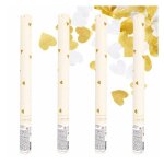 Lot de 4 tubes confettis coeurs blancs et or biod�gradables 35cm