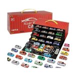 Lot de 48 voitures miniature friction - vehicules de course en alliage avec garage et piste - en metal ...